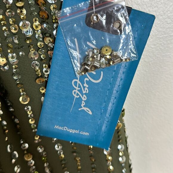 Mac Duggal SEQUINED HIGH NECK SLEEVELESS COLUMN GOWN in olive size 2 - Picture 8 of 16